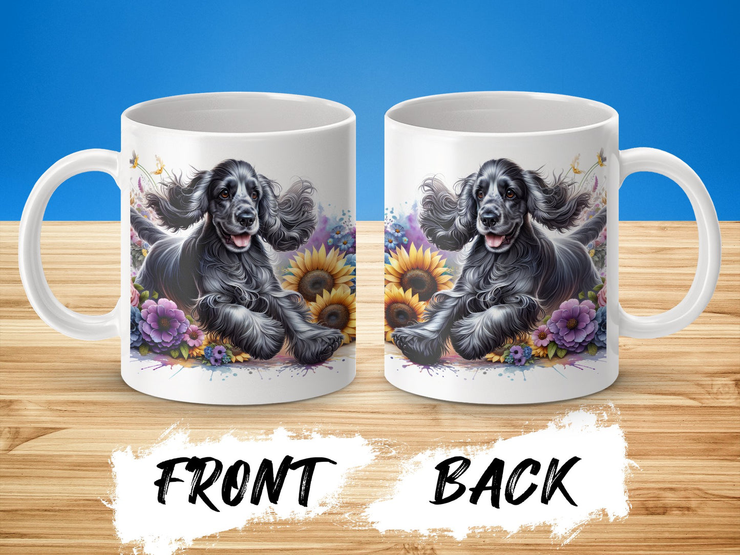 Beautiful Dog and Flowers Print Mug product type