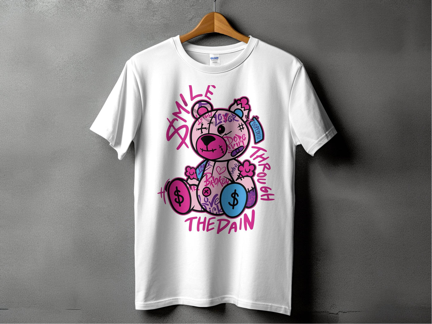 Smile Through The Pain Bear Bold Graphic T-Shirt - Design & Vybe