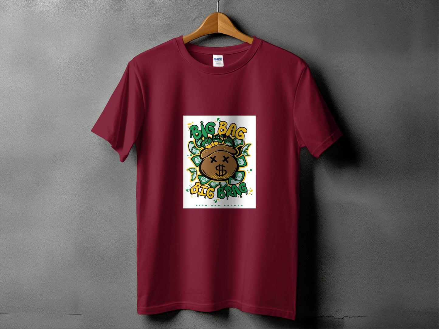 Big Bag and Big Brag Rich and Rugged Design T-Shirt - Design & Vybe