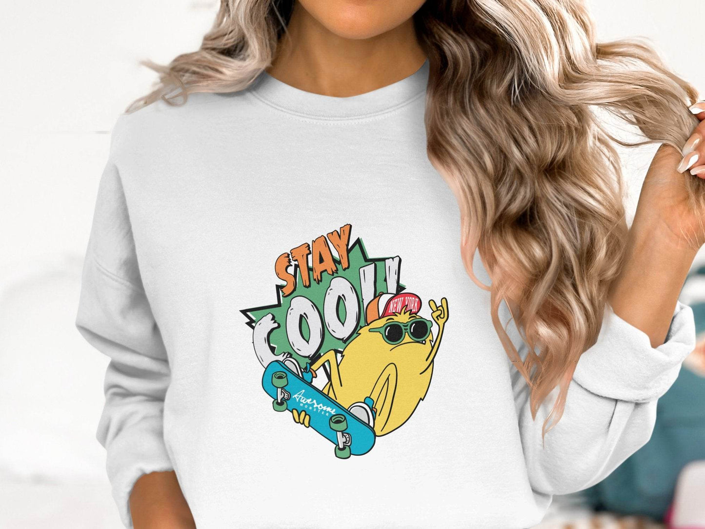 Stay Cool Skateboarding Frog Graphic Sweater - Design & Vybe
