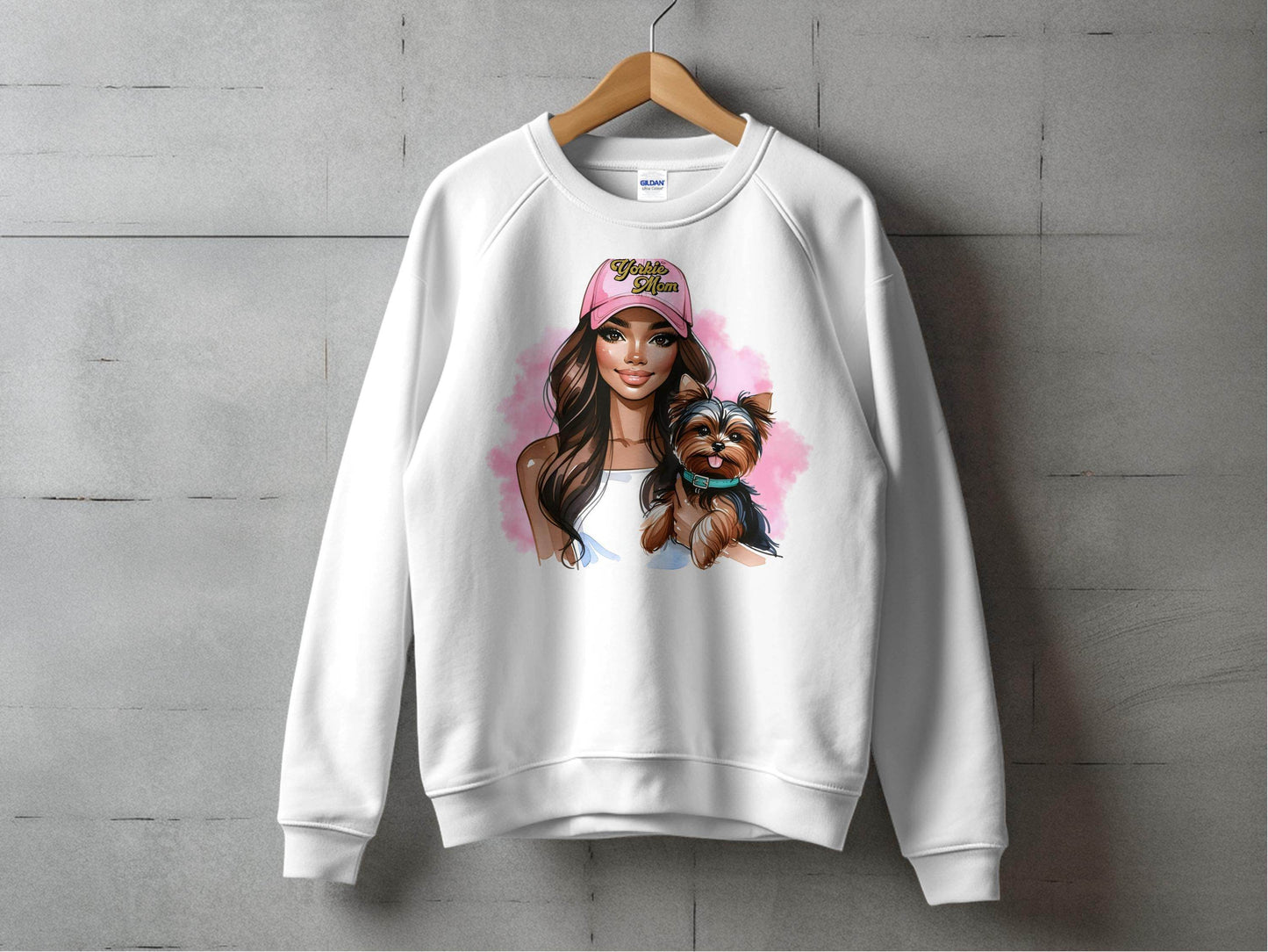 Yorkie Mom Hat with Adorable Dog Illustration Sweater - Design & Vybe
