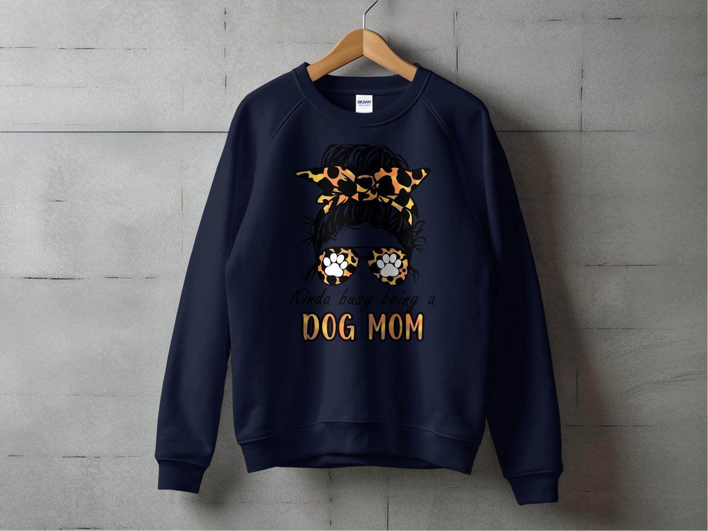Kinda Busy Being A Dog Mom with Paw Print Glasses Sweater - Design & Vybe