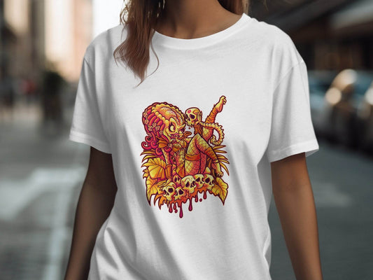 Predator Resting Atop Skulls Graphic T-Shirt - Design & Vybe