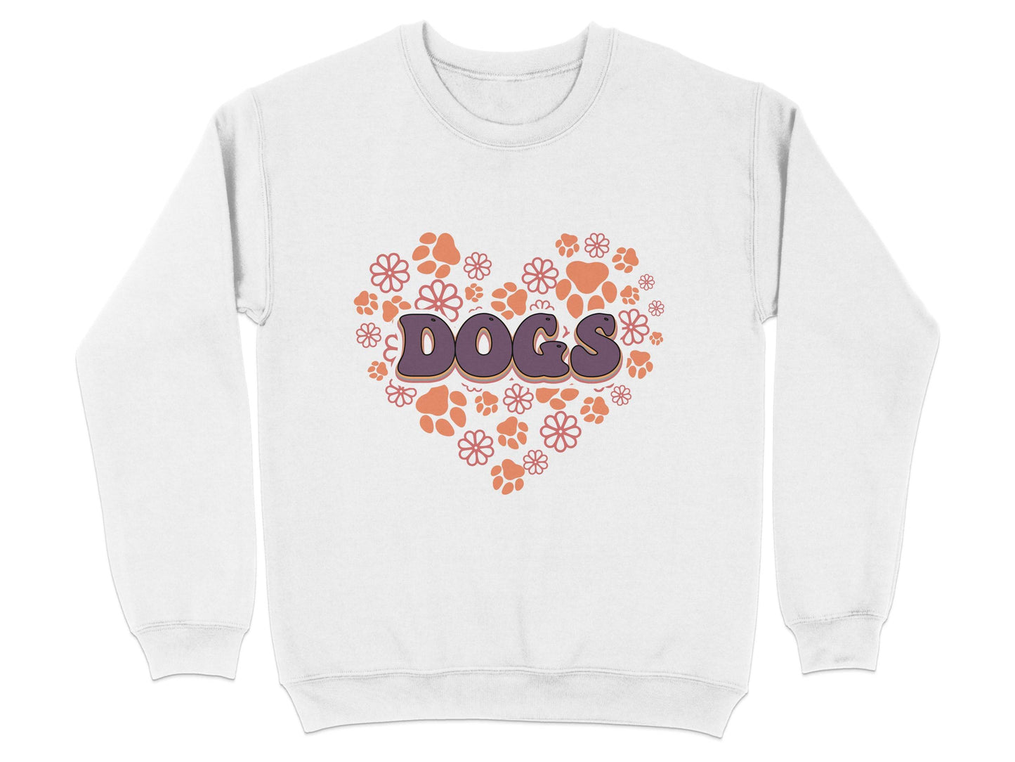 Retro Dogs Heart with Paw Prints and Flowers Design Sweater - Design & Vybe