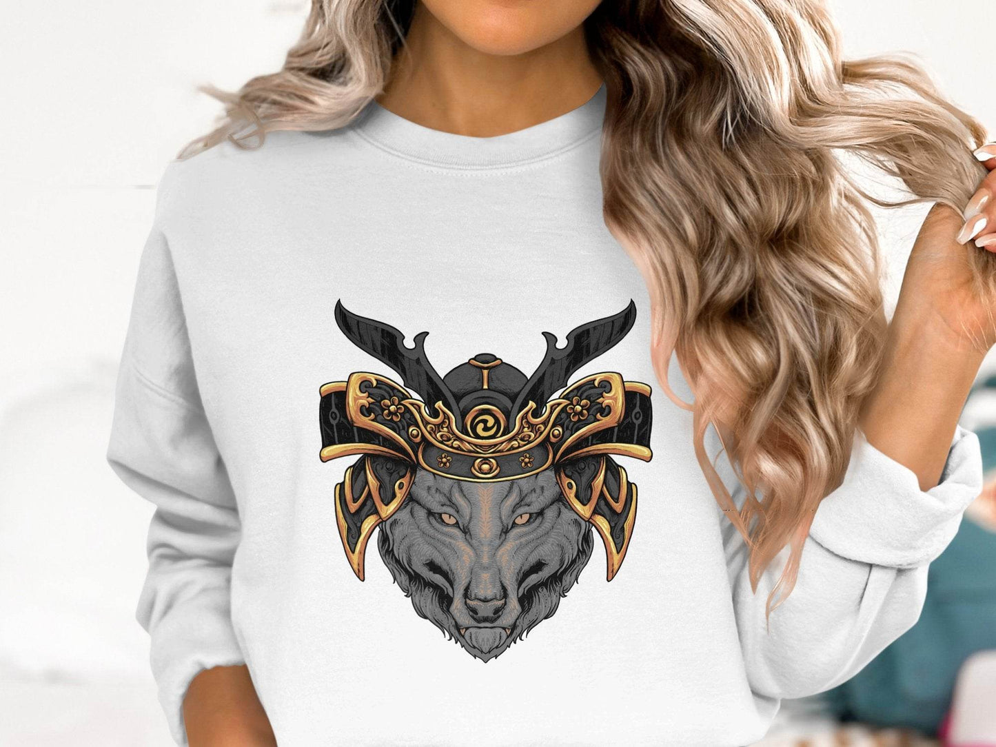 Fierce Wolf Samurai Warrior Graphic Sweater - Design & Vybe