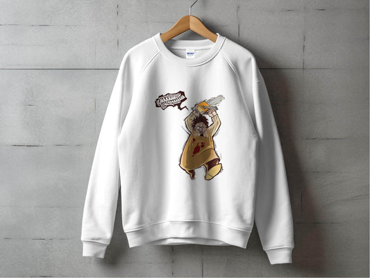 Horror Movie Villain with Chainsaw Illustration Sweater - Design & Vybe