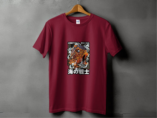 Fish Warrior With Japanese Text Graphic T-Shirt - Design & Vybe