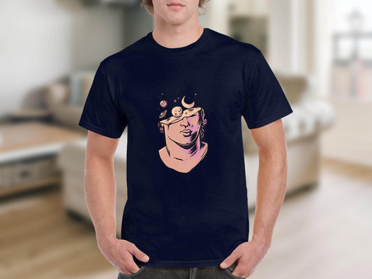 Head in the Space Planets and Moon Graphic Art T-Shirt - Design & Vybe
