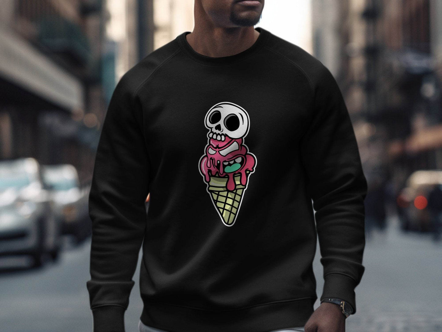 Skull and Melting Ice Cream Cone Graphic Design Sweater - Design & Vybe