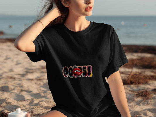 OOOPS With Red Lips Fashion Statement T-Shirt - Design & Vybe