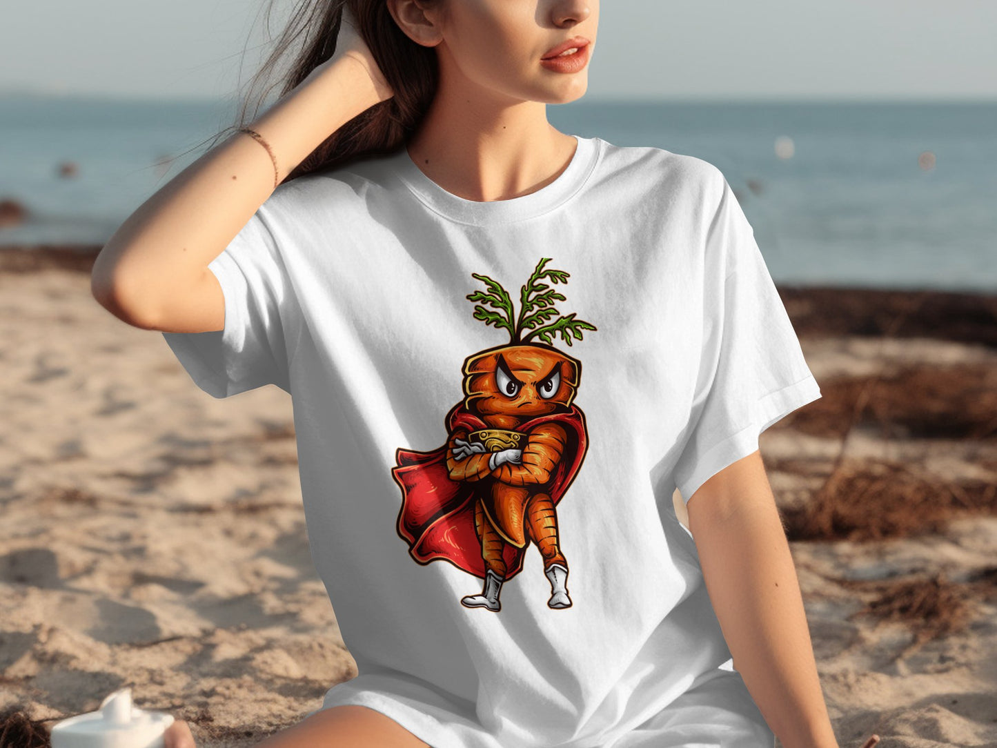 Superhero Carrot Character Print T-shirt product