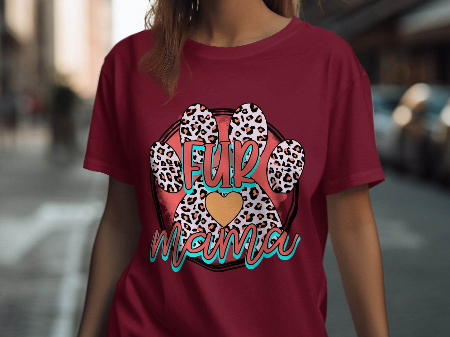 Fur Mama With Leopard Pattern Paw Print Graphic T-Shirt - Design & Vybe