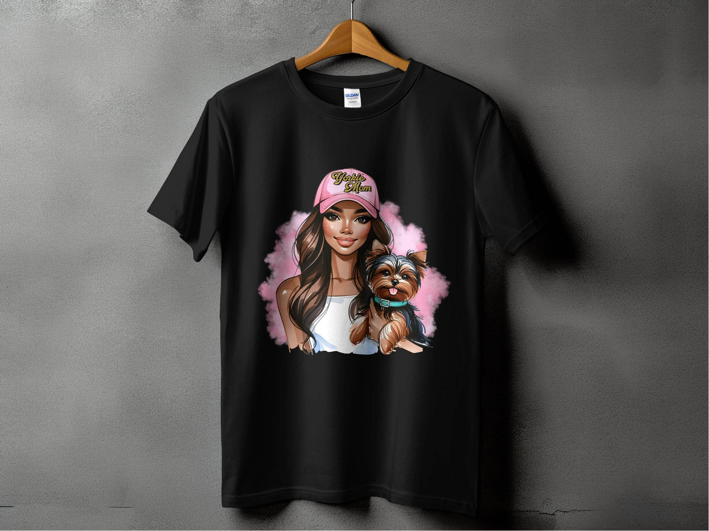 Yorkie Mom Hat with Adorable Dog Illustration T-Shirt - Design & Vybe