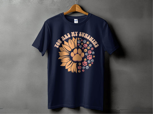 You Are My Sunshine Sunflower Paw Pattern Graphic T-Shirt - Design & Vybe