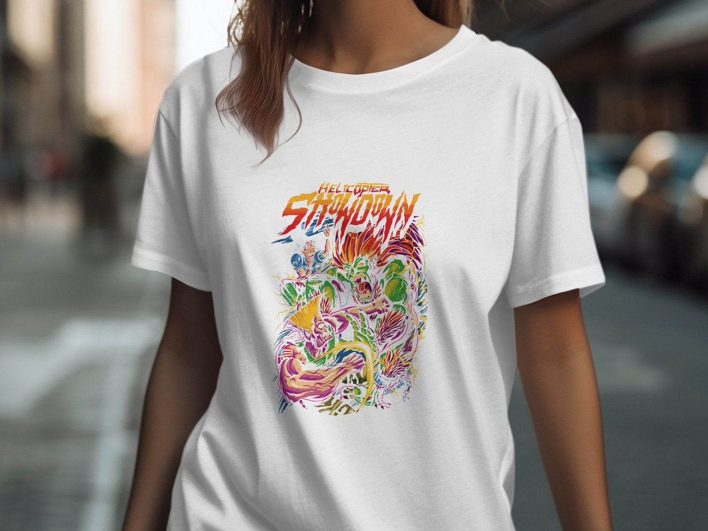 Helicopter Showdown Illustration Graphic Print Style T-Shirt - Design & Vybe