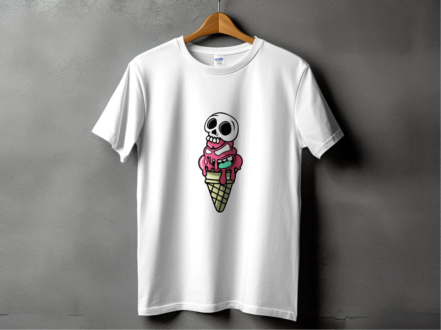 Skull and Melting Ice Cream Cone Graphic Design T-Shirt - Design & Vybe