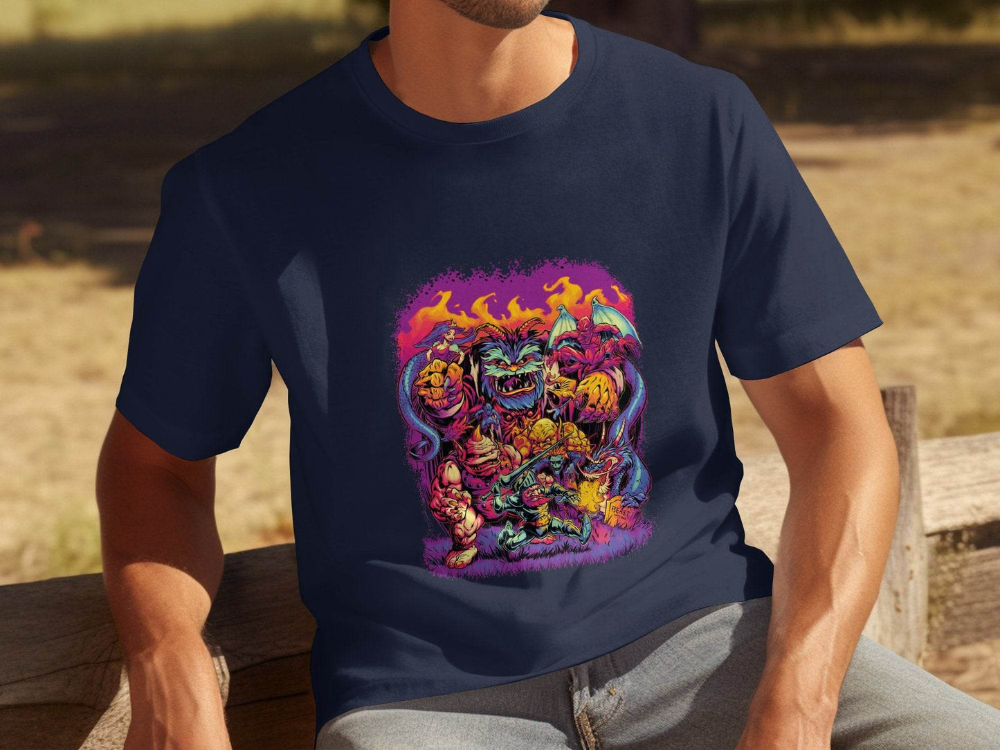 Epic Fantasy Illustration Featuring Fearsome Creatures T-Shirt - Design & Vybe