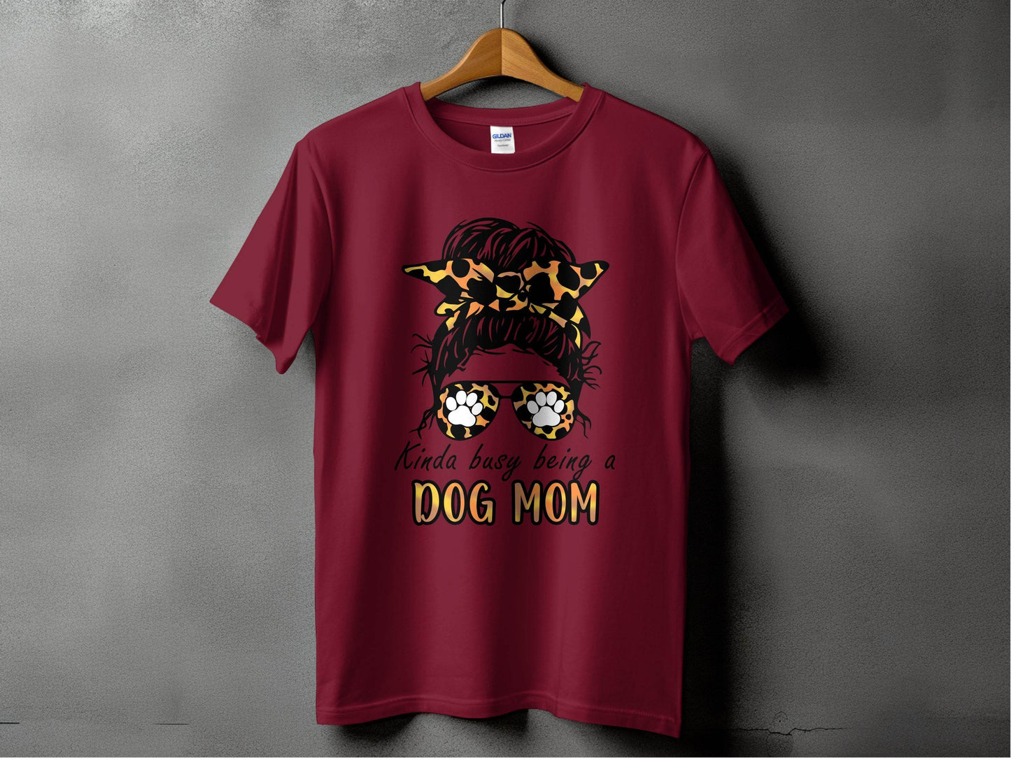 Kinda Busy Being A Dog Mom with Paw Print Glasses T-Shirt - Design & Vybe