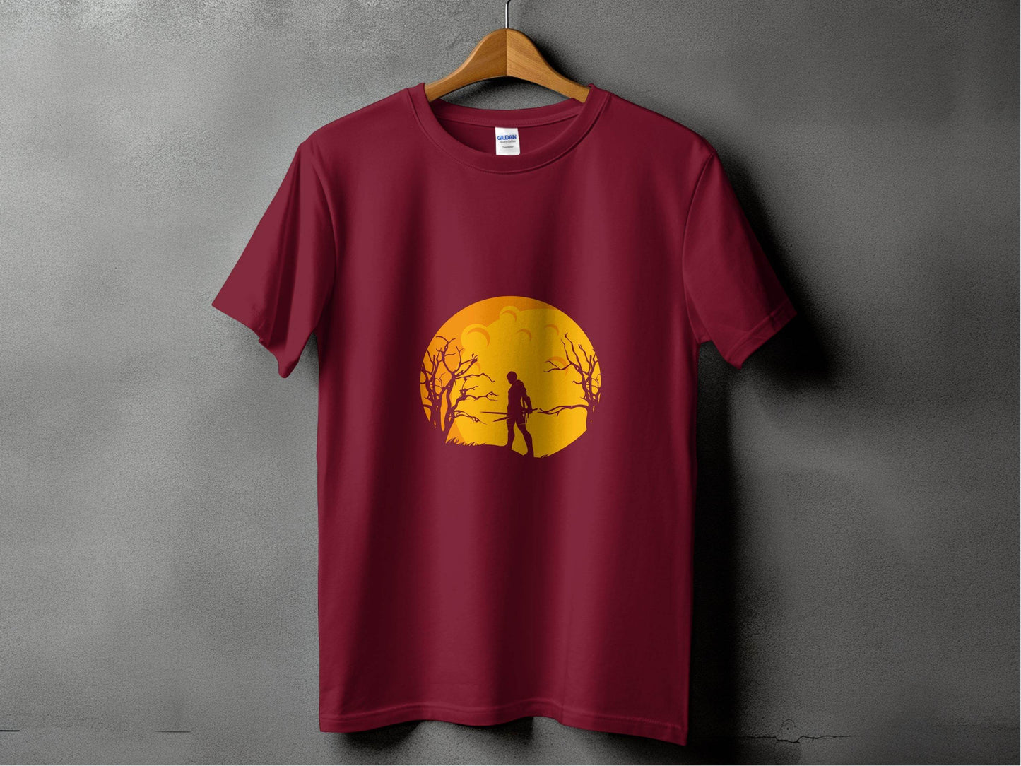 Silhouette Knight Under Yellow Moon Unique Style T-Shirt - Design & Vybe