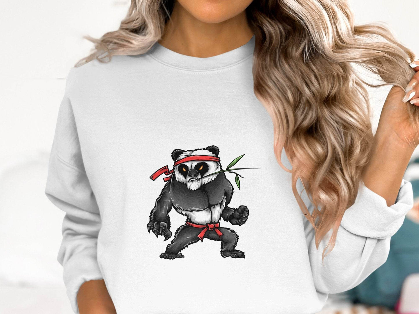 Fierce Martial Arts Panda Printed Sweater - Design & Vybe