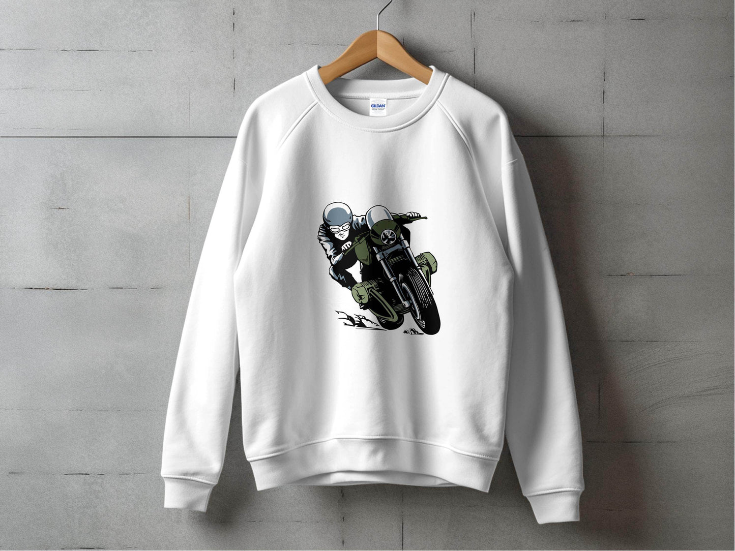 Vintage Motorcycle Rider Illustration Racing Style Sweater - Design & Vybe