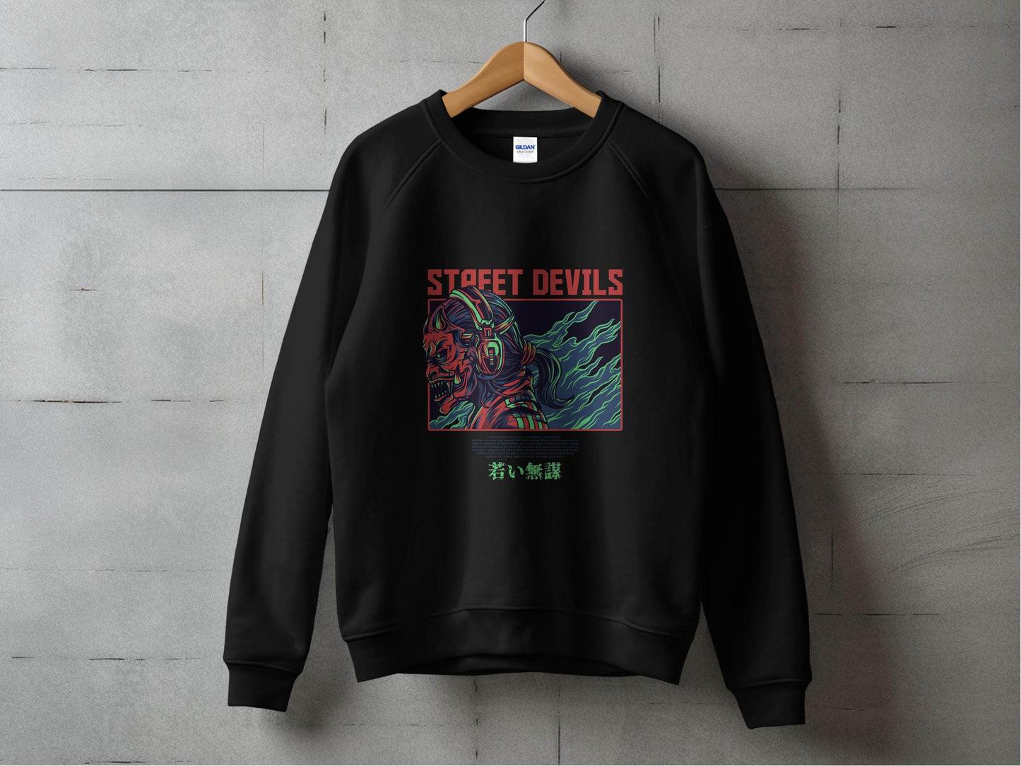 Street Devils Design Graphic Headphone Devil Art Sweater - Design & Vybe