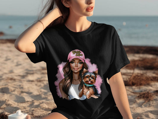 Yorkie Mom Hat with Adorable Dog Illustration T-Shirt - Design & Vybe