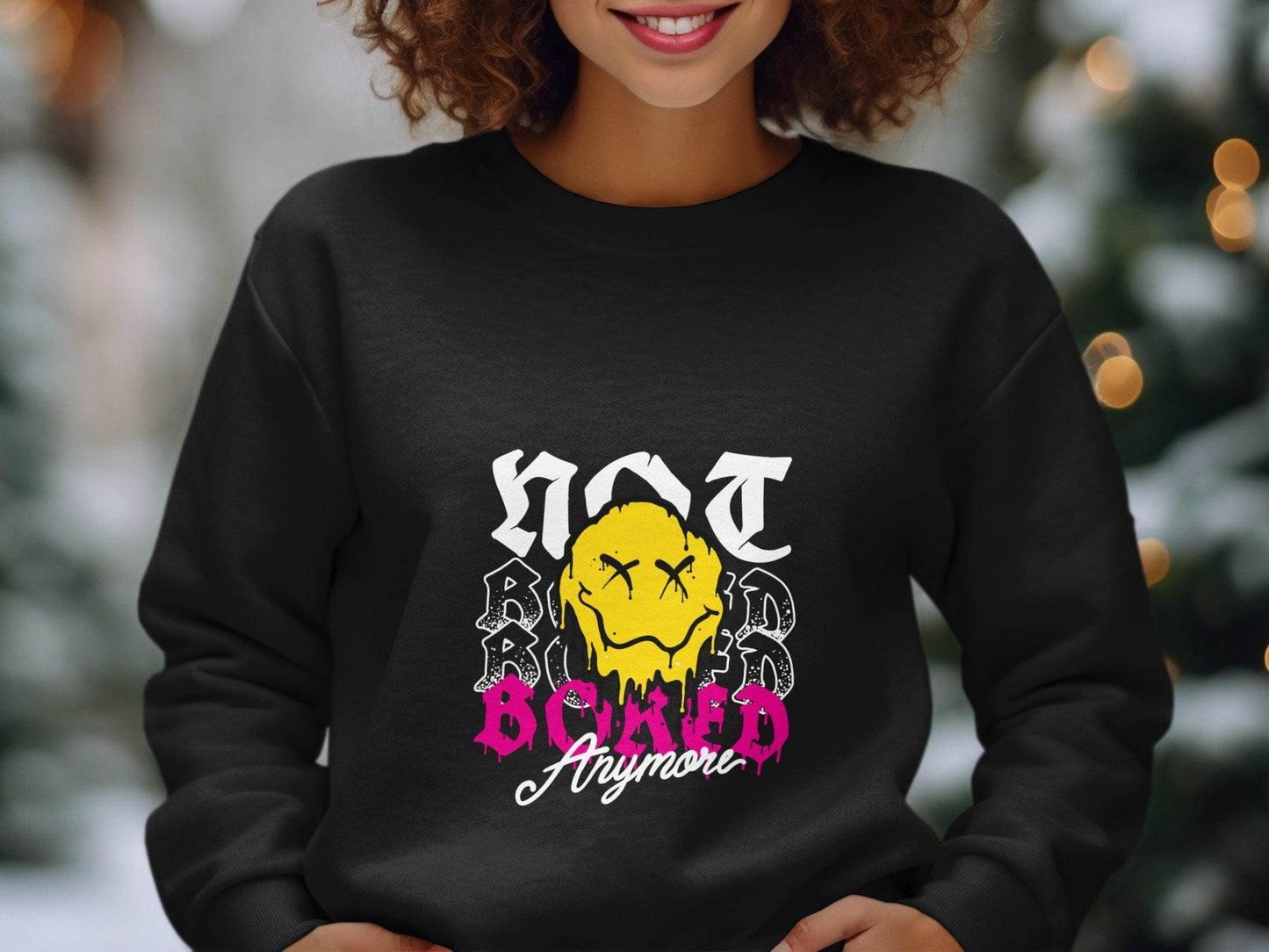 Melting Face Smiley Bored Expression Graphic Sweater - Design & Vybe
