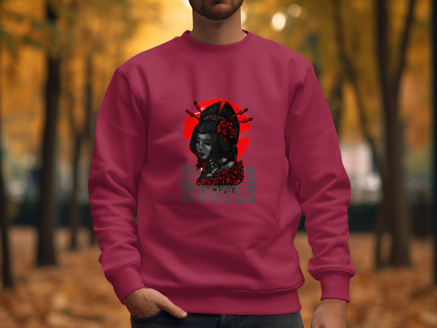Hustle Printed Maroon Sweatshirt Product