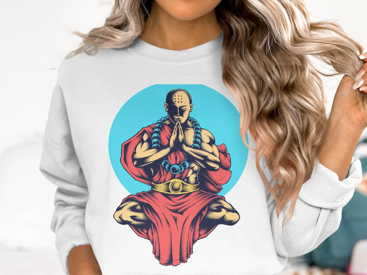 Inner Peace Meditating Monk Art Comfort Sweater - Design & Vybe