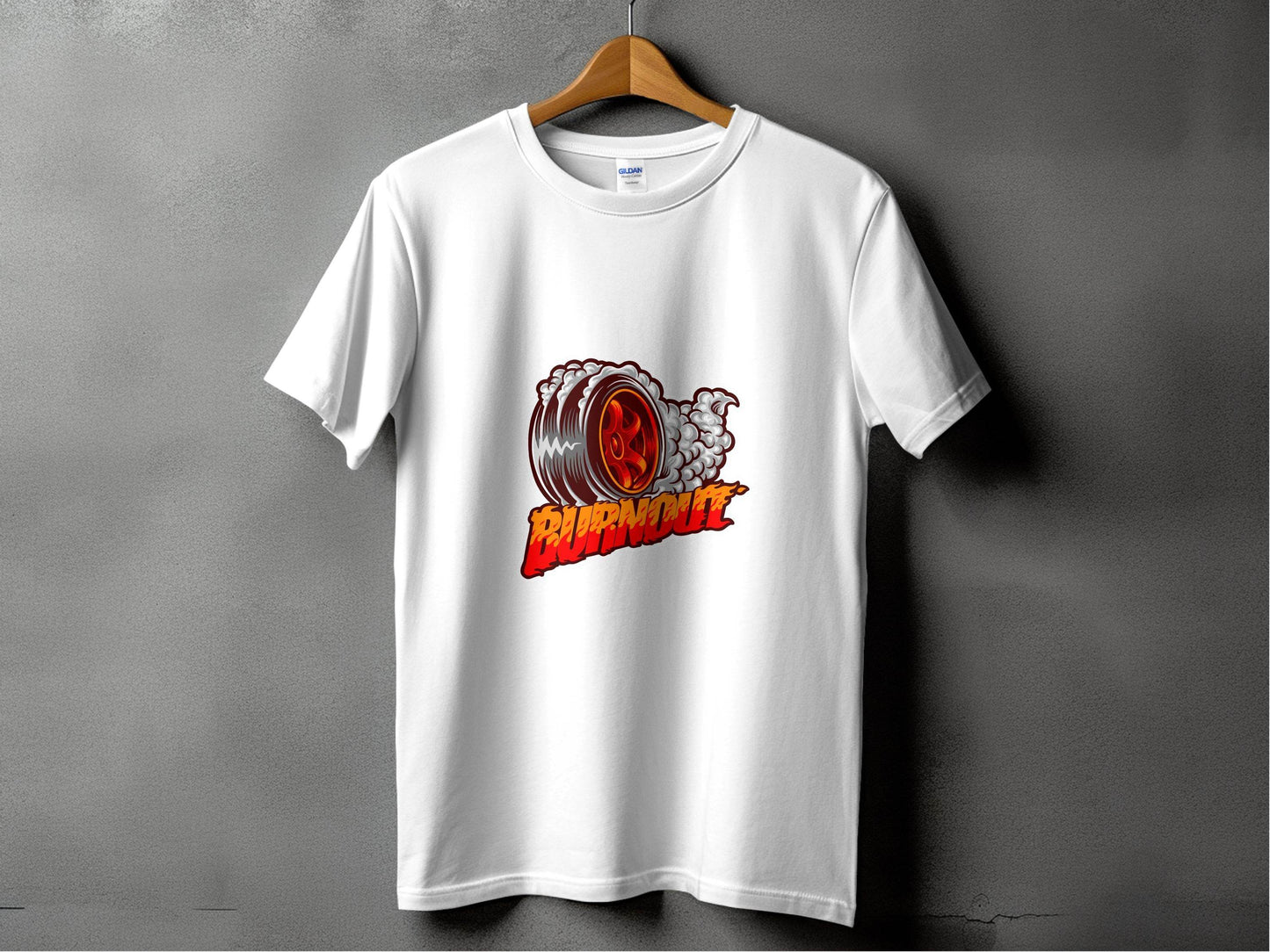 Burnout Tire Smoke Flames Powerful Design Graphic T-Shirt - Design & Vybe