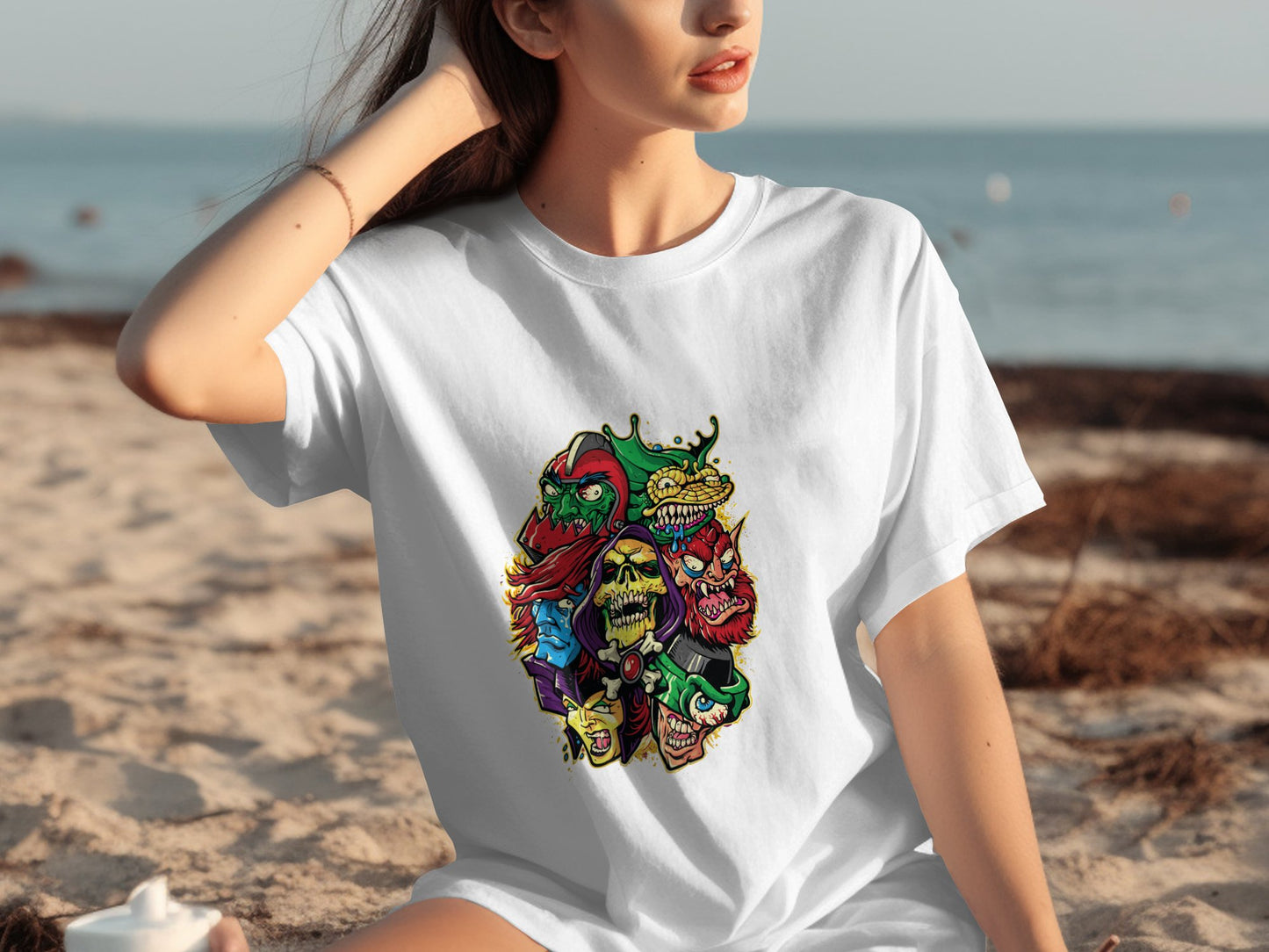 Colorful Monster Faces Graphic Printed T-Shirt product type