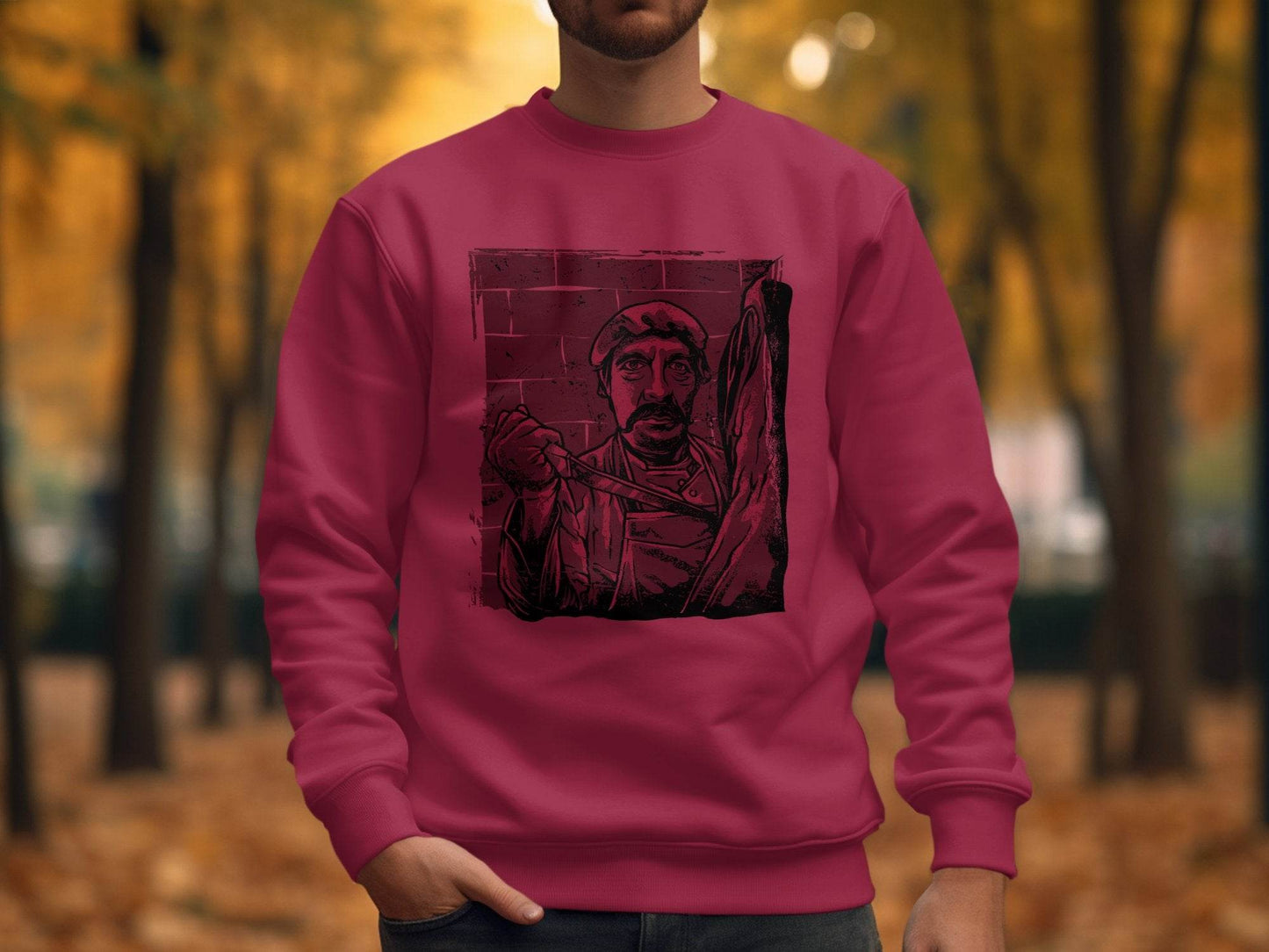 Vintage Butcher with Intense Gaze Graphic Sweater - Design & Vybe