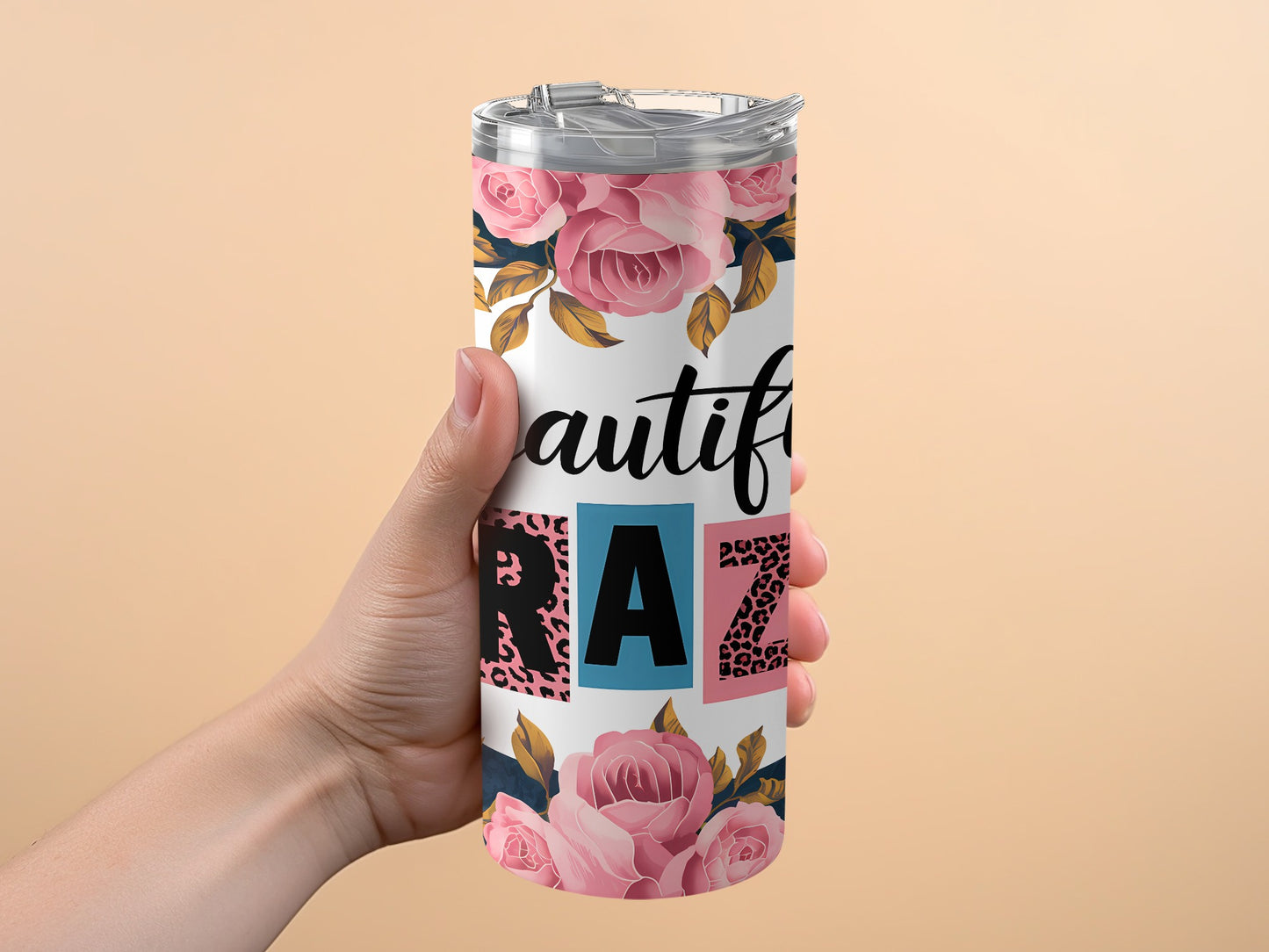 Beautiful Crazy Pink Floral Leopard Print Tumbler product