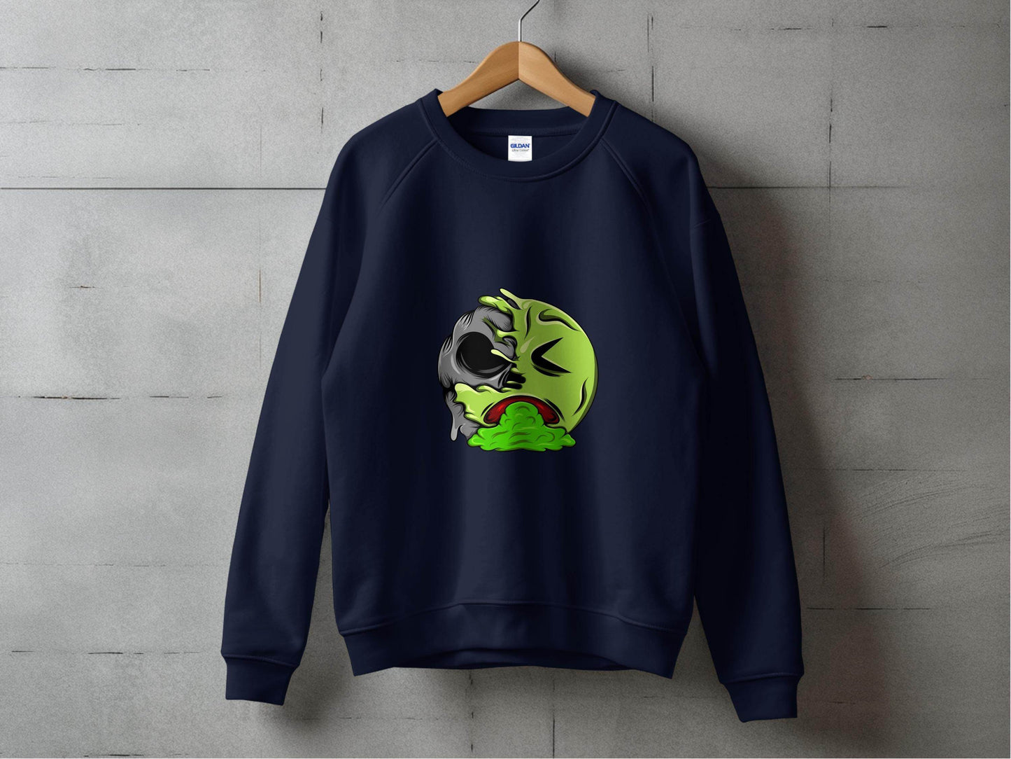Half Zombie Half Emoji Graphic Design Illustration Sweater - Design & Vybe