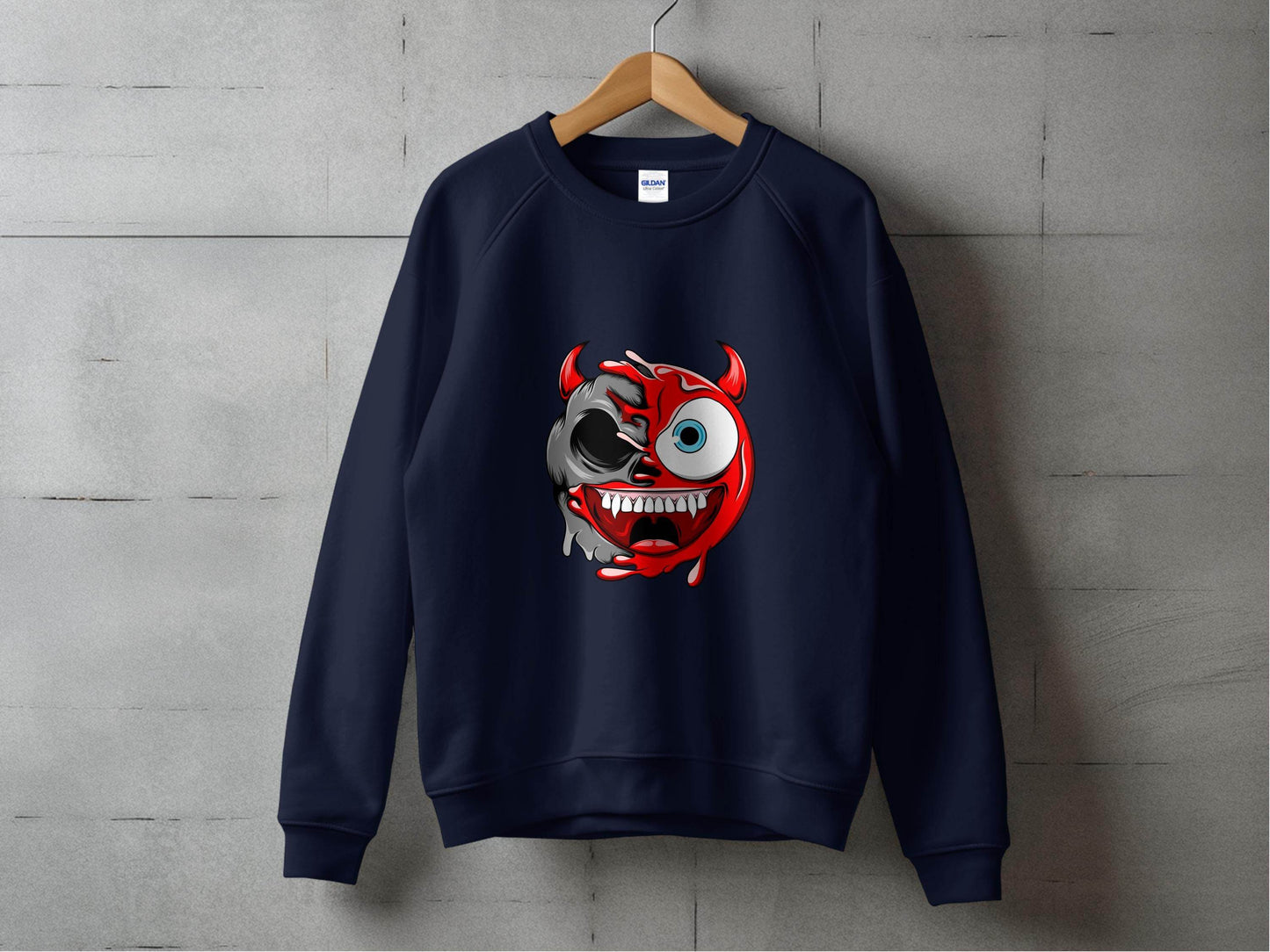 Half Skull Half Devil Smiling Face Design Art Sweater - Design & Vybe