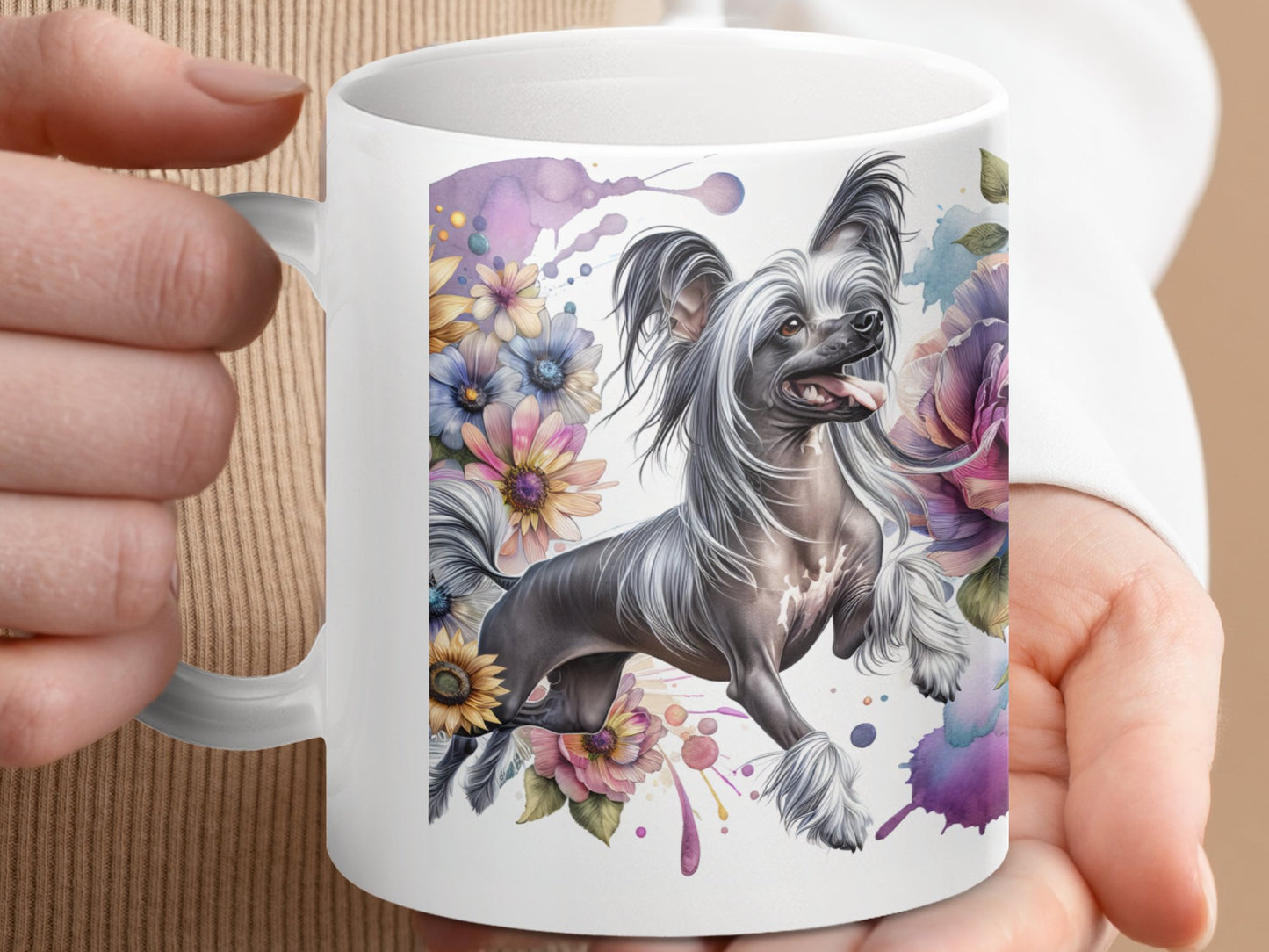 Creative Dog Design with Floral Graphics Mug product