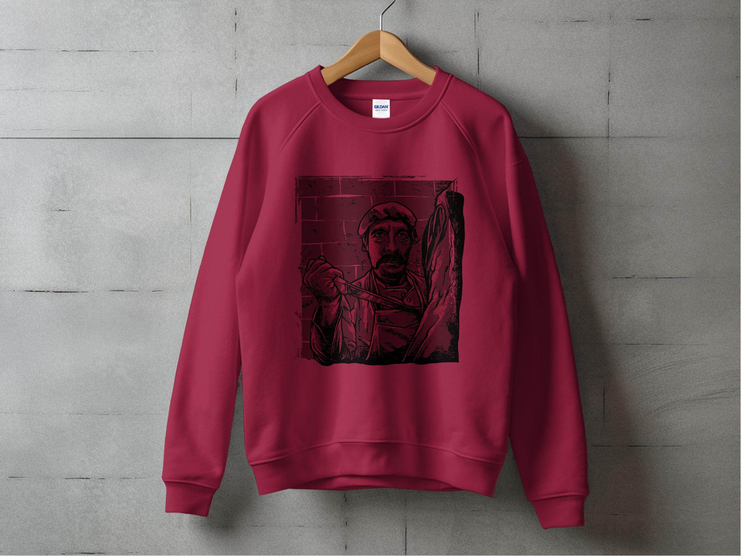 Vintage Butcher with Intense Gaze Graphic Sweater - Design & Vybe