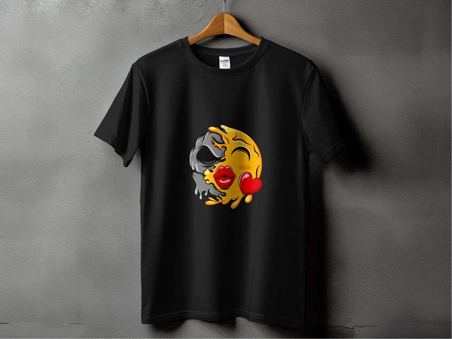 Melting Emoji Kiss with Skull Graphic Design T-Shirt - Design & Vybe