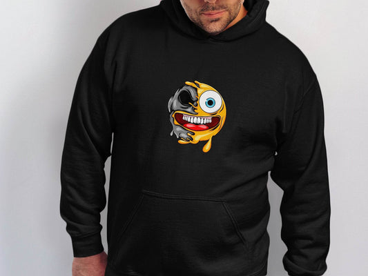 Emoji Half Skull Funny Grotesque Face Vector Hoodie - Design & Vybe