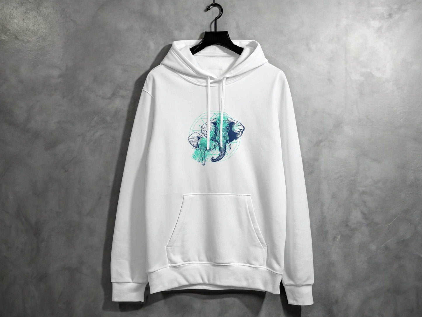 Stunning Elephant Graphic Blue Nature Design Hoodie - Design & Vybe