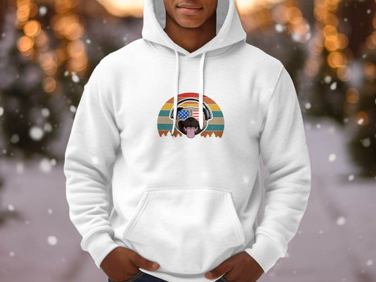 Retro Pug Dog with Headphones Graphic Tee Hoodie - Design & Vybe