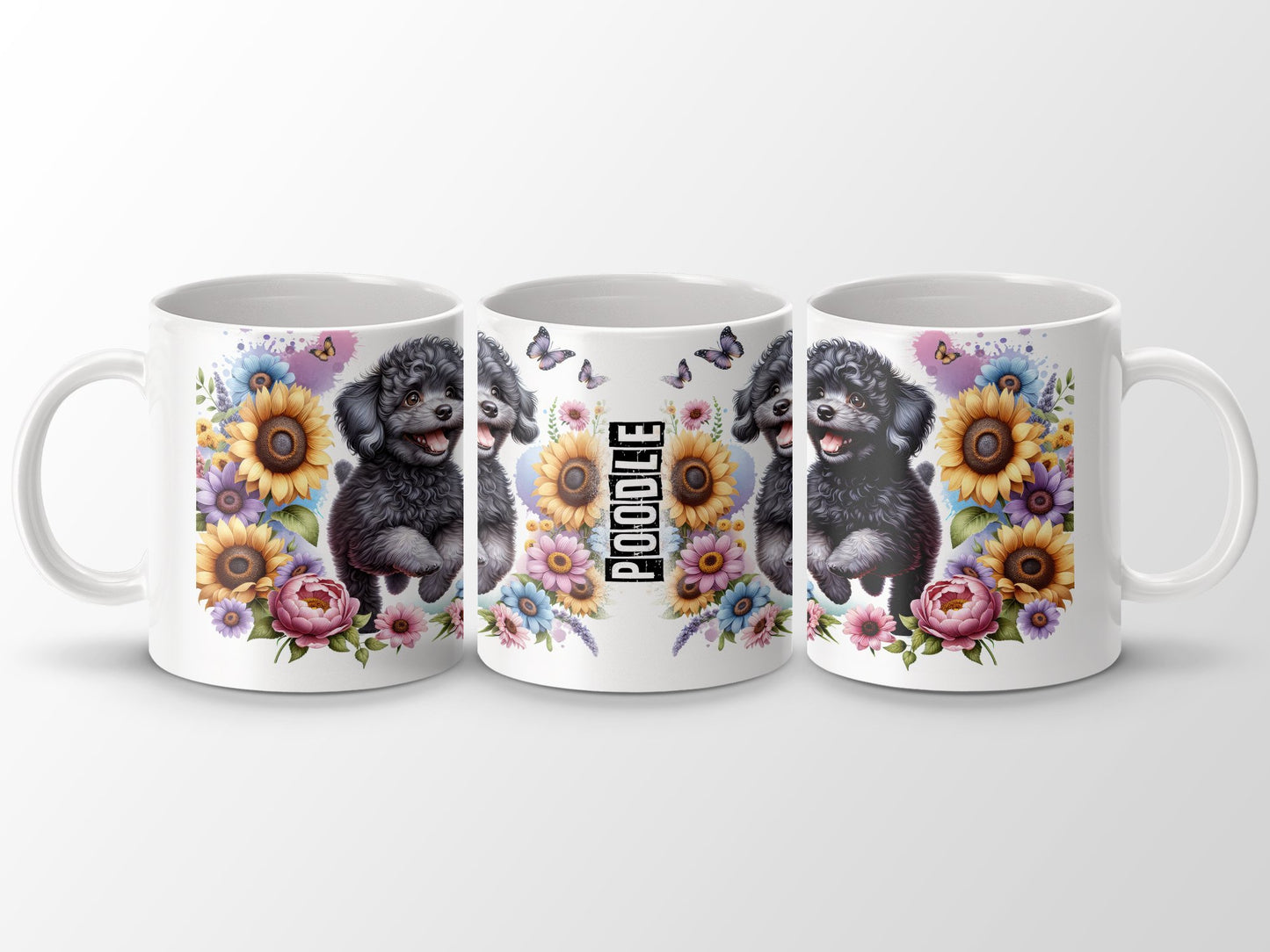 Adorable Poodle with Floral Design Coffee Mug product