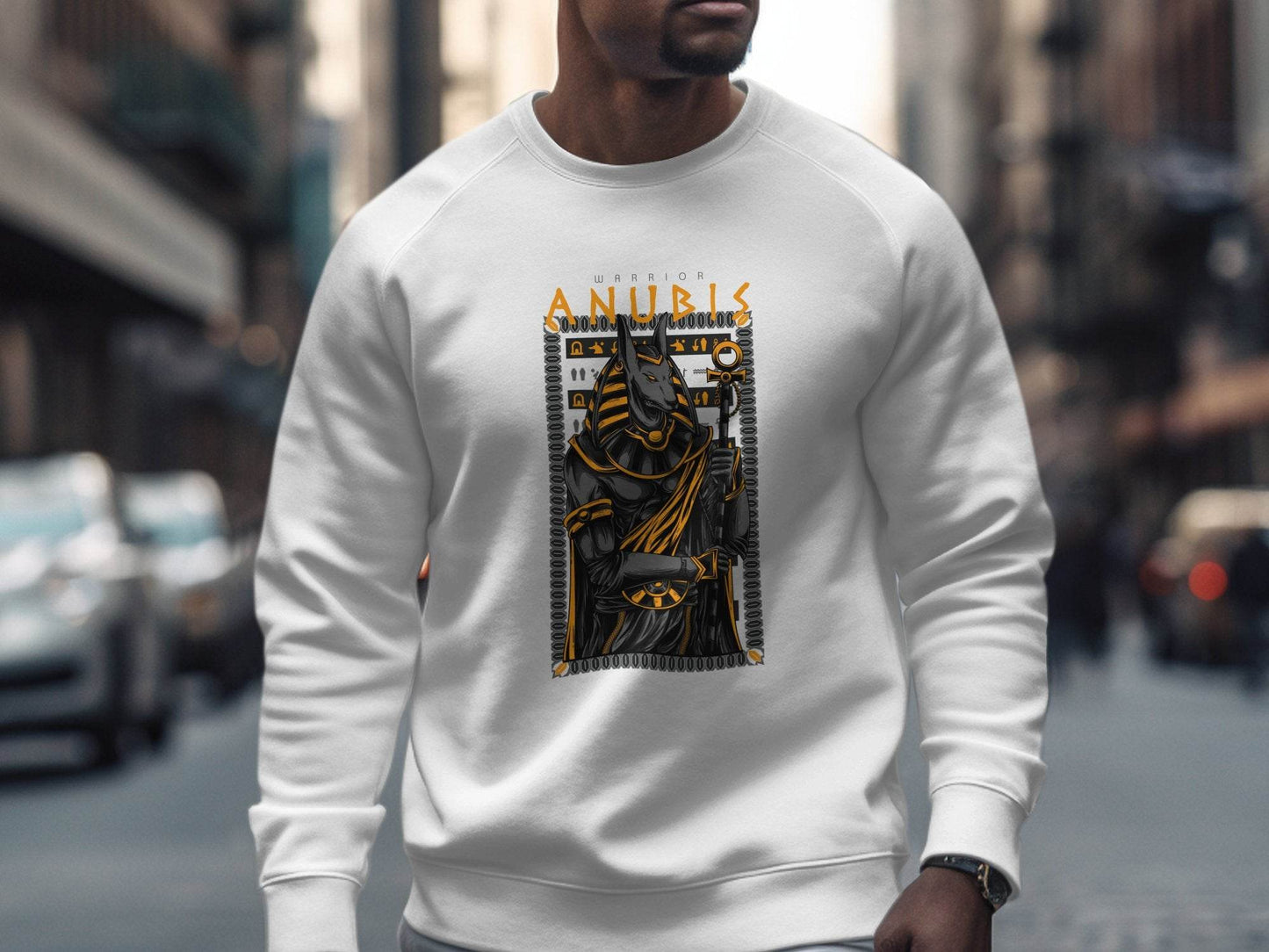 Anubis Warrior with Hieroglyphs Illustration Graphic Sweater - Design & Vybe