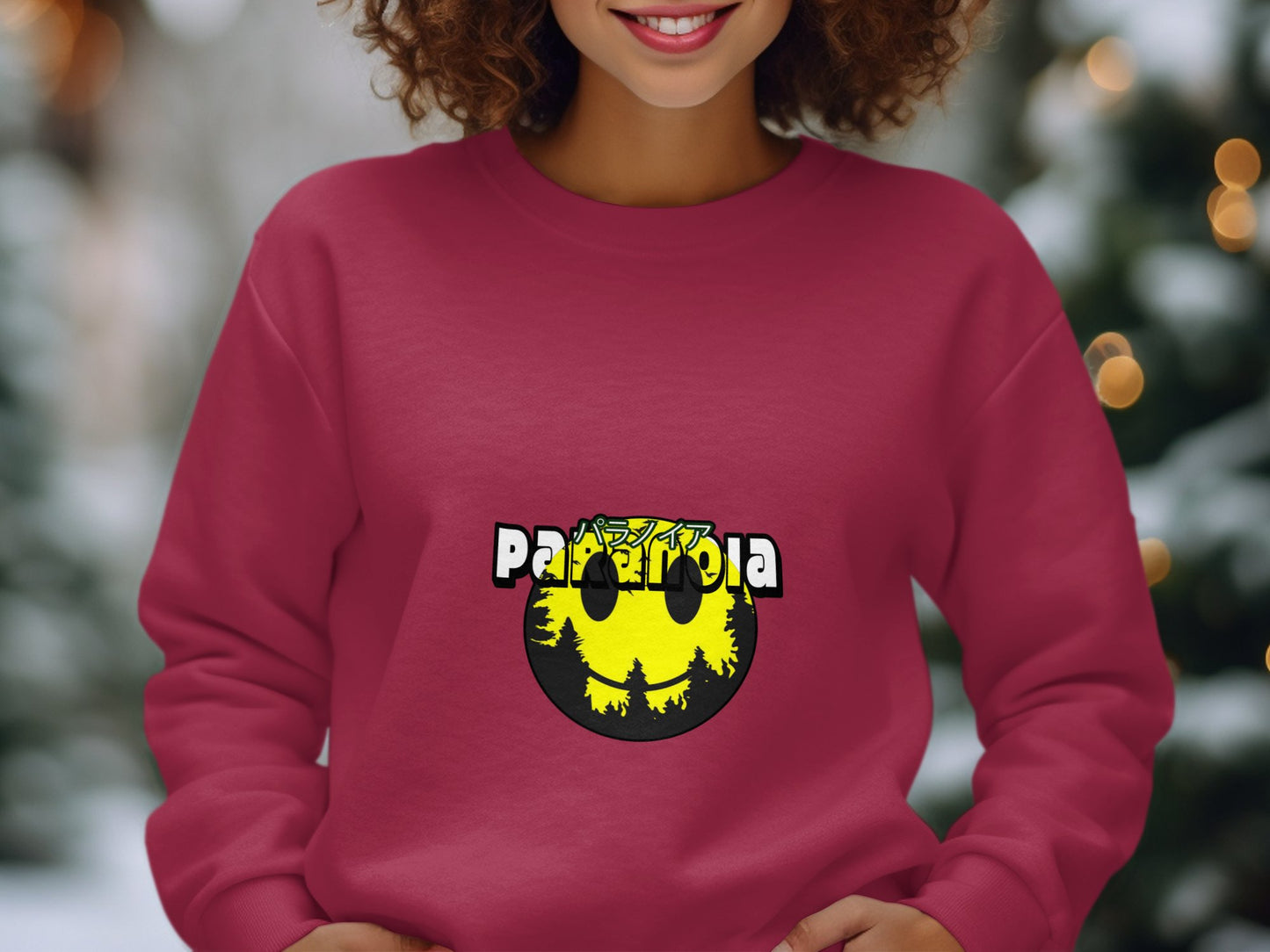 Paranoia Smiley Face Maroon Colored Sweatshirt product type