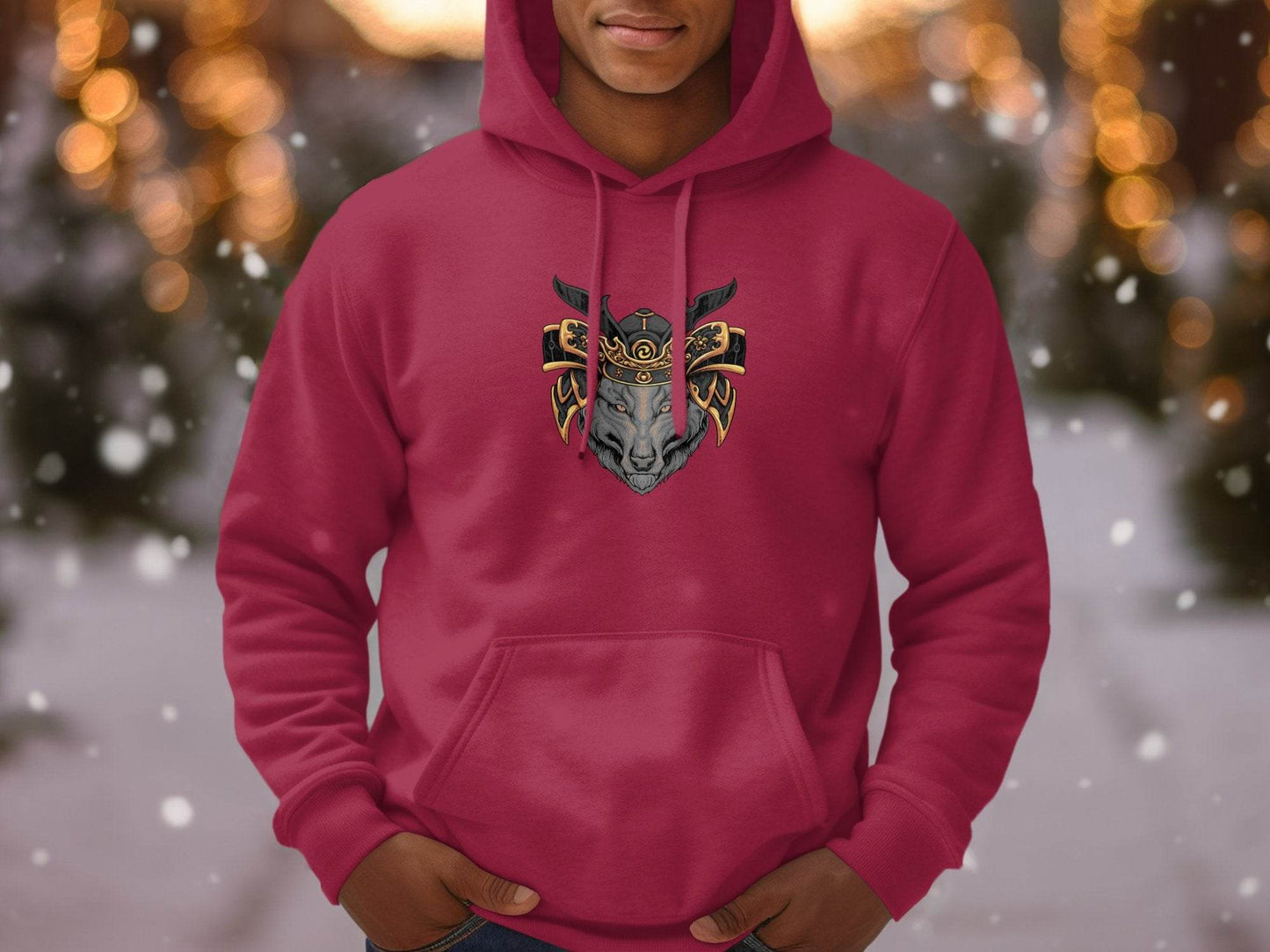 Fierce Wolf Samurai Warrior Graphic Hoodie - Design & Vybe