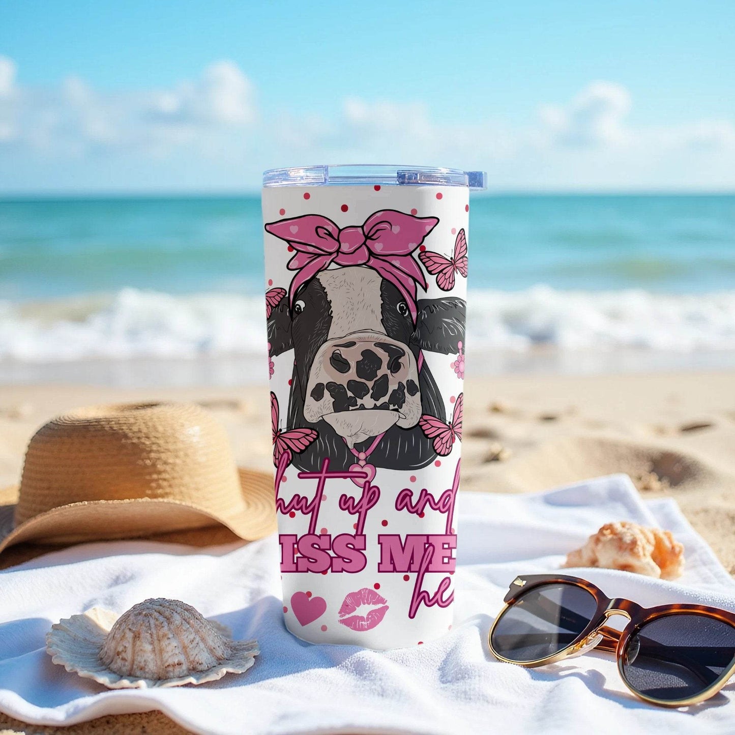 Shut Up and Kiss Me Heifer Design Image For Drinkware Tumbler - Design & Vybe