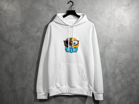 Half Skull Half Emoji Reading Book Illustration Hoodie - Design & Vybe