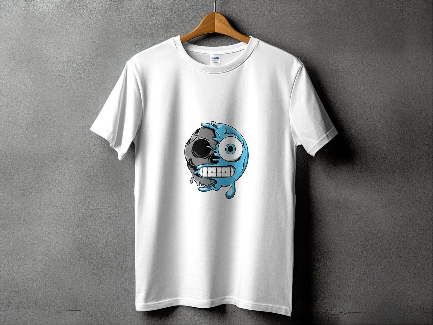 Half Skull Half Water Graphic Design Printed T-Shirt - Design & Vybe