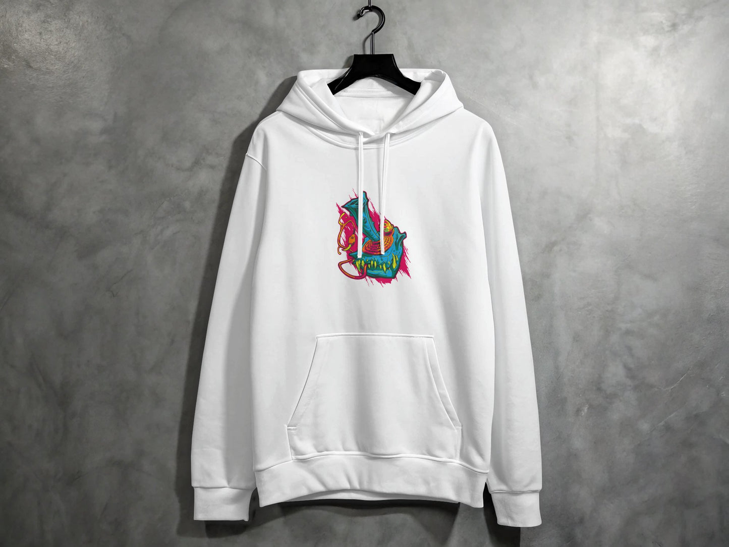 Vibrant Dragon Print White Hoodie product type
